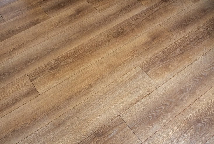 A hardwood timber floor installed in an office.